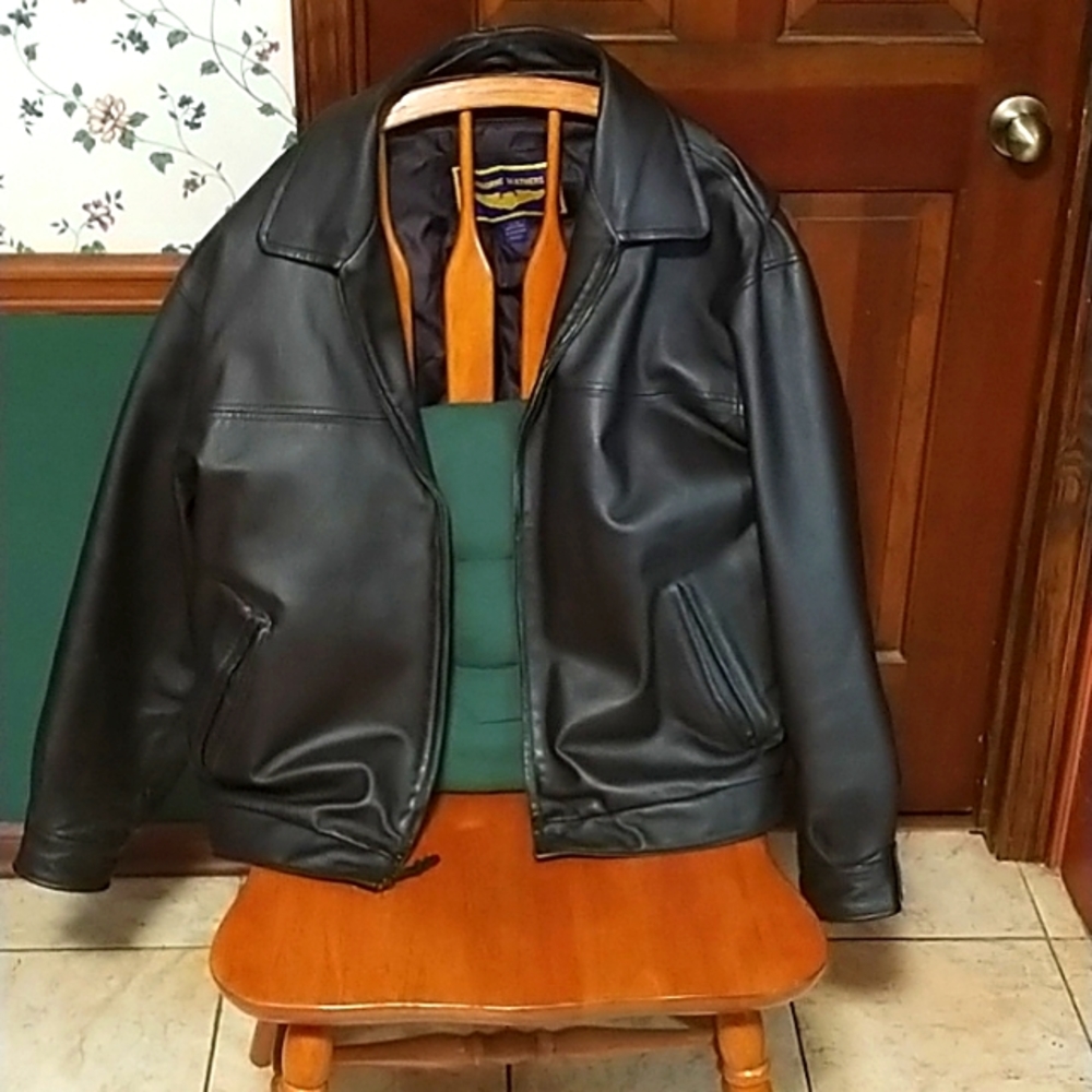 Men's xl brown leather bomber jacket